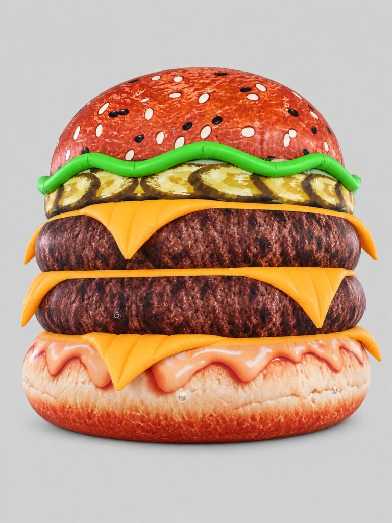 Opblaasbare productvergroting van een hamburger