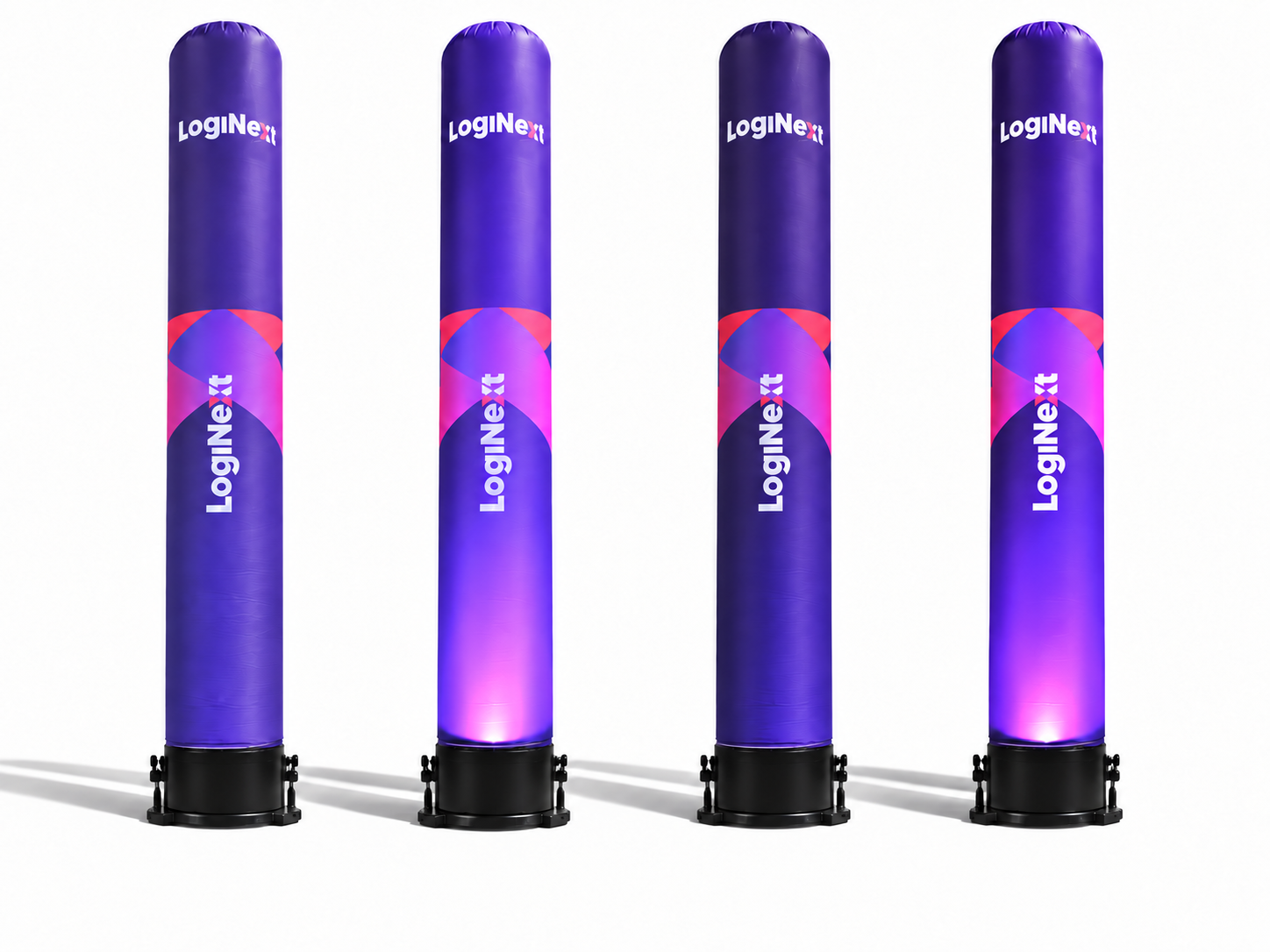 Bedrukte aircylinder van LogiNext door Dutch Inflatable
